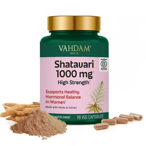 VAHDAM Shatavari Capsules 1000mg, Supports Healthy Hormonal Balance in Women, Herbal Supplement for Women, Vegan, Gluten-Free, 90 Capsules