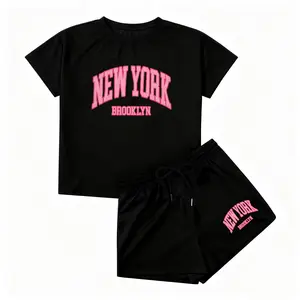 Women's Plus Size 2 Piece Outfits Summer Tracksuit Graphic Tee Shirt and Shorts Set