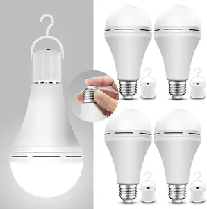4 Pack Rechargeable Emergency Light Bulbs, Battery Powered Energy Efficient LED Light Bulb 6000K Daylight E26 120 Volt 9W 60W Equivalent with 1200mAh for Home Power Outage Camping Hurricane