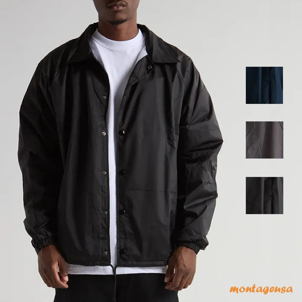 Men's Lightweight Nylon Coaches Windbreaker Jacket Rain Coat S-5XL