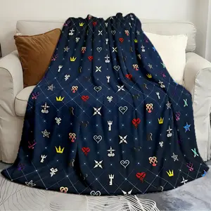Throw blankets Kingdom Hearts Pattern Ver 2 Creative and Unique Quilts Plush blanket soft cartoon print bedspread sofa blanket Warm Flannel Cozy Blanket Heartfelt Gift Blanket