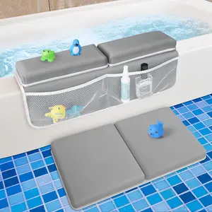 BabyBond Bath Kneeler and Elbow Kneeling Rest Pad for Baby Bathing Parents - Painless Foam Mat with Toy Organizer Pockets - Quick Drying, Foldable, Non-Slip for Baby and Toddler Bathing-Grey, Ideal Gifts for New Parents, Mothersdaygift, #Summervibes