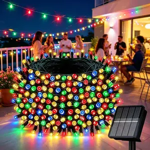 Solar String Lights for Outside 39Ft 100LED | 8 Modes Waterproof Outdoor Decorative Lights for Yard, Balcony, Fence, Party and Christmas