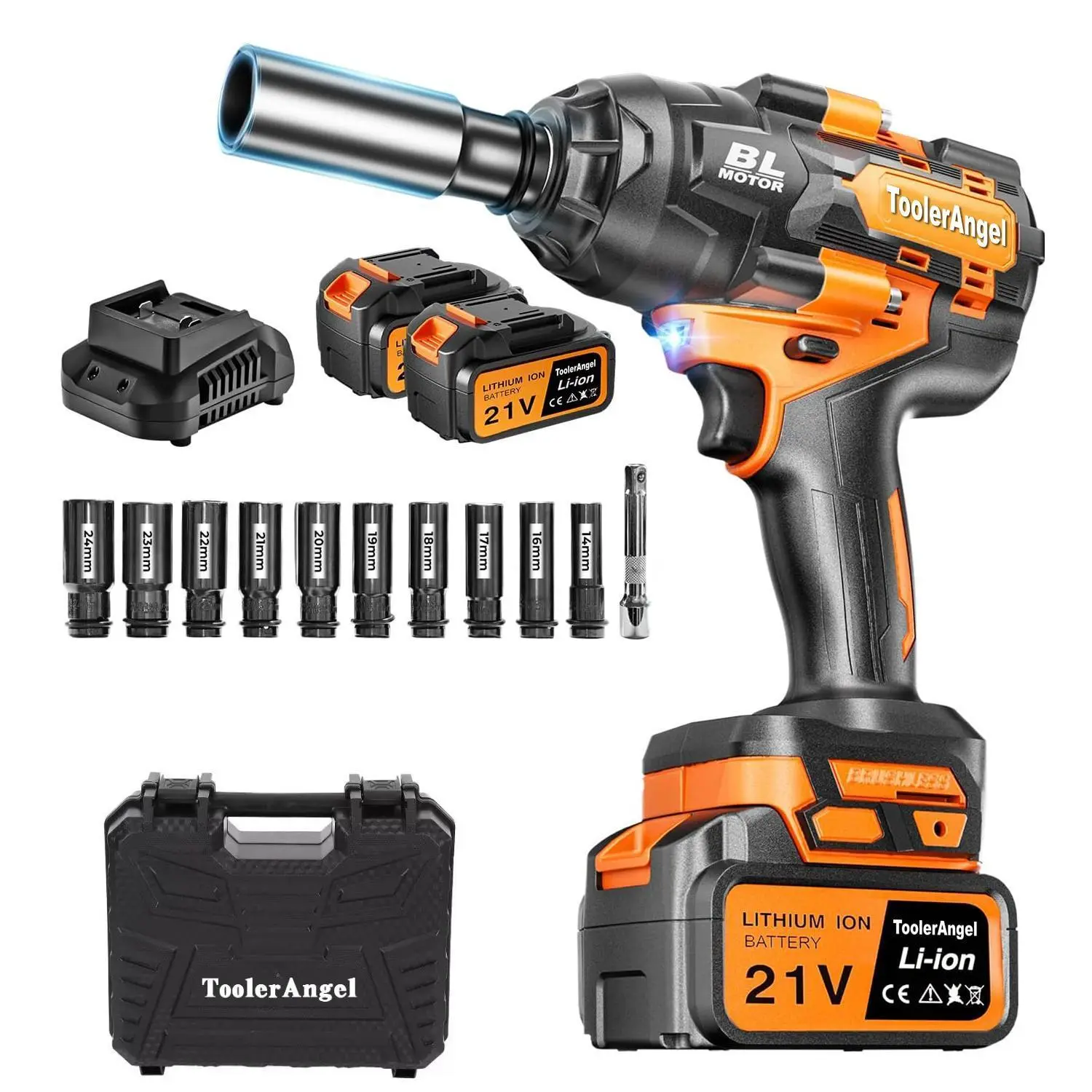 1/2" Cordless Impact Wrench |1300nm  | 2x4.0Ah Batteries - Longer Runtime | Fast Charger | Variable Speed Control | Brushless Motor High Torque Impact Gun for Auto Repair, Home
