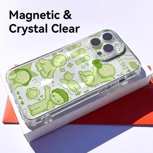 Smiski Green Guy Phone Case for iPhone 17 16 15 14 13 12 11 Pro Max Plus Clear Magnetic Phone Case – Anti-Yellow For MagSafe Slim & Lightweight Precision Cut Camera Protection, Shockproof Scratch-Resistant Transparent Case