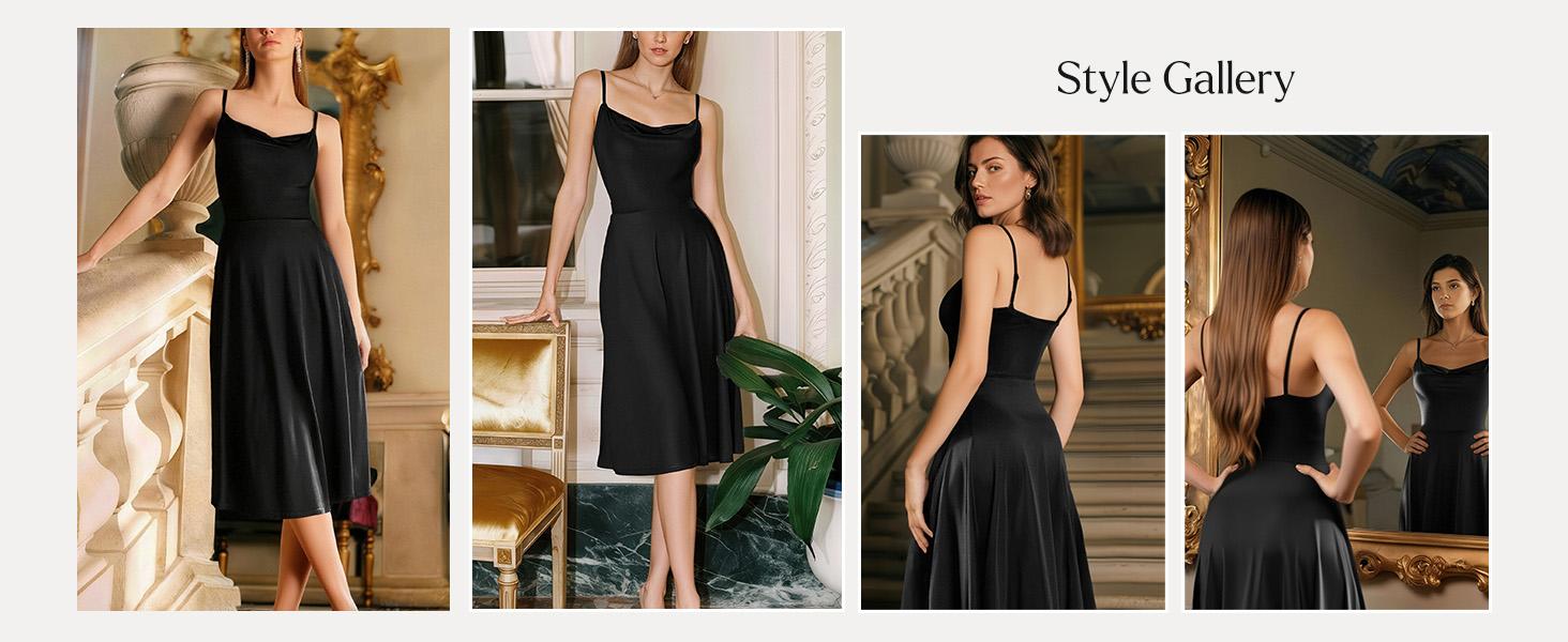 Popilush Satin Cowl Neck Spaghetti Strap Midi Swing Dress - Casual Breathable Elastic Fabric for Everyday Womenswear Feminine Adjustable Mesh Popilush Satin Cowl Neck Spaghetti Strap Midi Swing Dress - Casual Breathable Elastic Fabric for Everyday Womenswear Feminine Adjustable Mesh