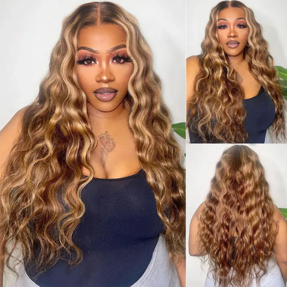 [Highlight Boho Curly] Megalook 13x6 Put On Bohemian Natural Curl Highlight Honey Blonde Glueless Wigs With Drawstring 100% Human Hair Wig For Beginner Friendly #Summervibes