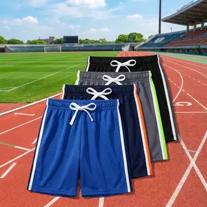 4 Pack Boys' Mesh Athletic Shorts - Quick Dry Basketball Running Gym Sports Shorts with Stripe for Kids Youth, Lightweight Breathable Comfortable Activewear for Training Outdoor Activities