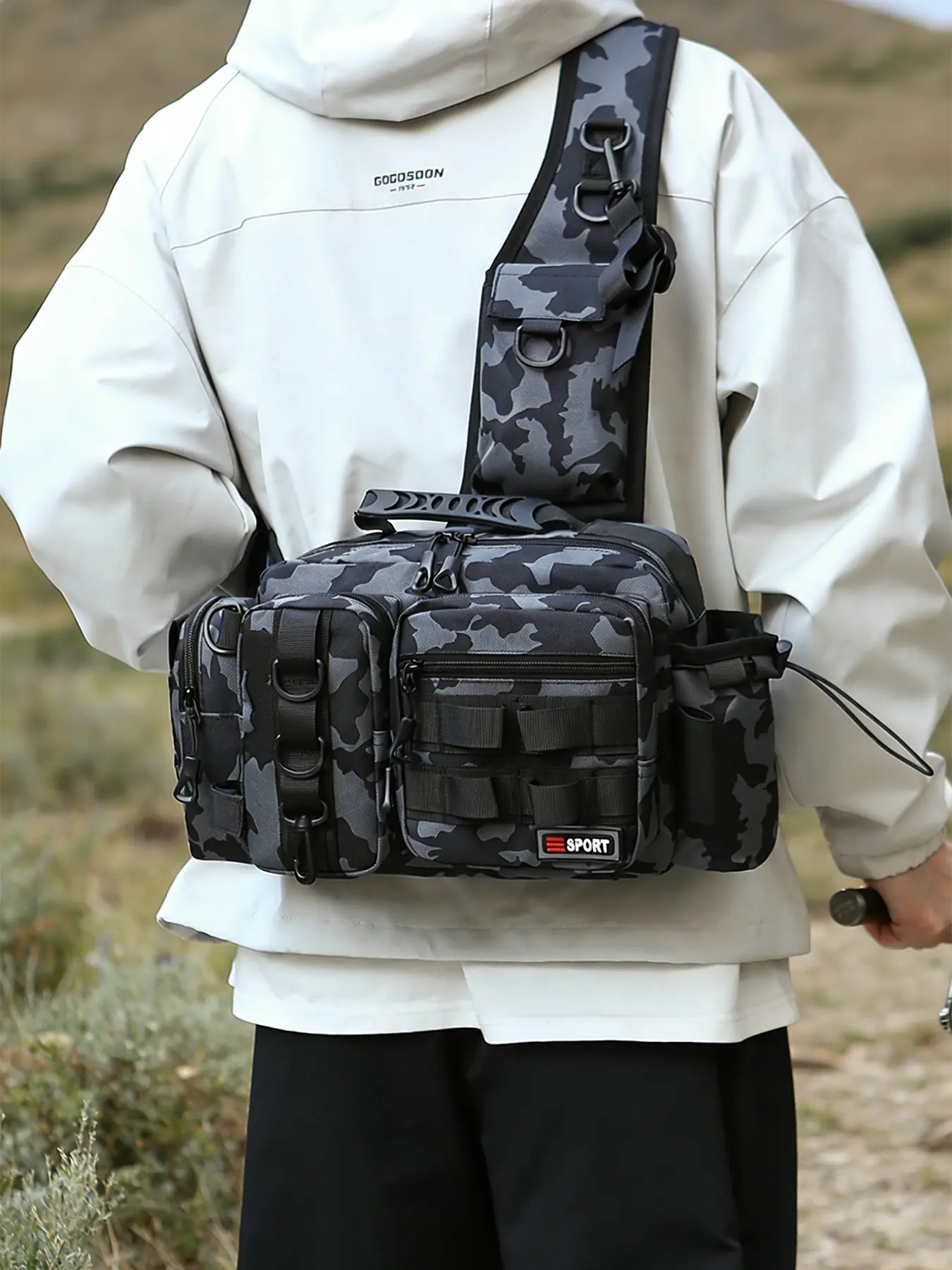 1PC Men's crossbody bag, Casual crossbody bags, waist bag, Bum bag, Zipper fanny pack, Versatile bag, zipper closure, multifunctional, portable, convenient, suitable for outdoor travel, sports, students, campus