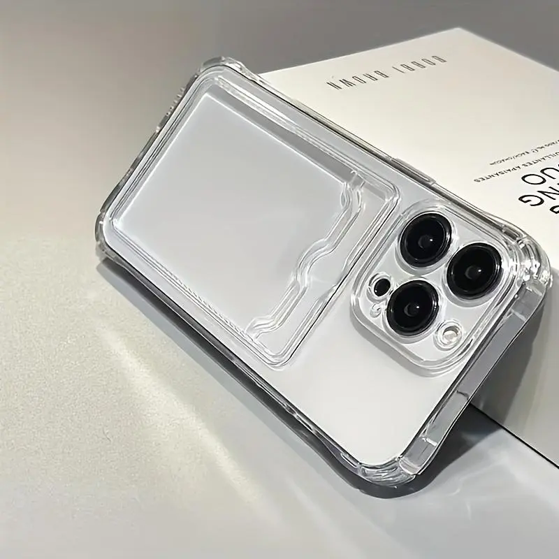 Clear And Straightforward Phone Case with a Card Slot, Designed for Various Iphone Models Including 17 16, 15, 14, 13, 12, 11, XS, XR, X, 7, 8, Mini, Plus, Pro, And Max. This Soft Protective Case Also Functions As a Wallet for ID, Bank Cards