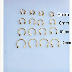 16g gold color horseshoe, hoop ring, tragus helix cartilage conch daith lip septum ball end