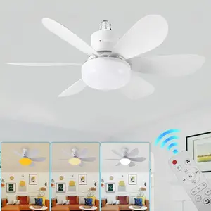 20.5" Socket Fan Light, Dimmable LED Bulb Fan with Remote Control, E26/E27 Screw-In Ceiling Fan Light Combo for Garage, Kitchen, Bedroom, Balcony, Laundry Room