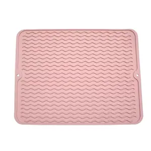 Silicone tableware drying mat for multiple uses, easy to clean, eco-friendly; heat-resistant silicone mat for kitchen countertops or sinks; gray/black/pink/blue; new arrivals