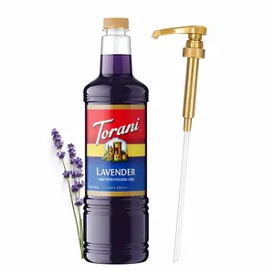 Torani Lavender Syrup 1 Liter Bottle with Pump - Premium Floral Flavoring with Pure Cane Sugar & Natural Ingredients for Coffee, Lattes, Cocktails, Lemonade, Desserts & More