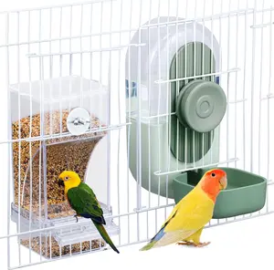 Pack of 2 No Mess Bird Feeder & Water Dispenser Set, Automatic Feeding & Hydration, Parakeet Cage Accessories for Parrots, Cockatiels, Finches, Lovebirds & Budgies