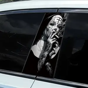 2 pieces of car B-pillar stickers, Decal for cars, Multipurpose car decal, nun Buddhist smooth material protective stickers, scratch resistant film