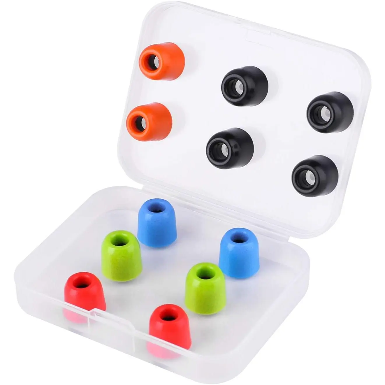 Replacement Memory Foam Ear Tips for Ear Buds and Earphones - 4.9mm Size, Washable, Noise Isolation, Extra Resistant, Multiple Colors (Red, Green, Orange, Blue), Compatible with Different Sizes of Headsets