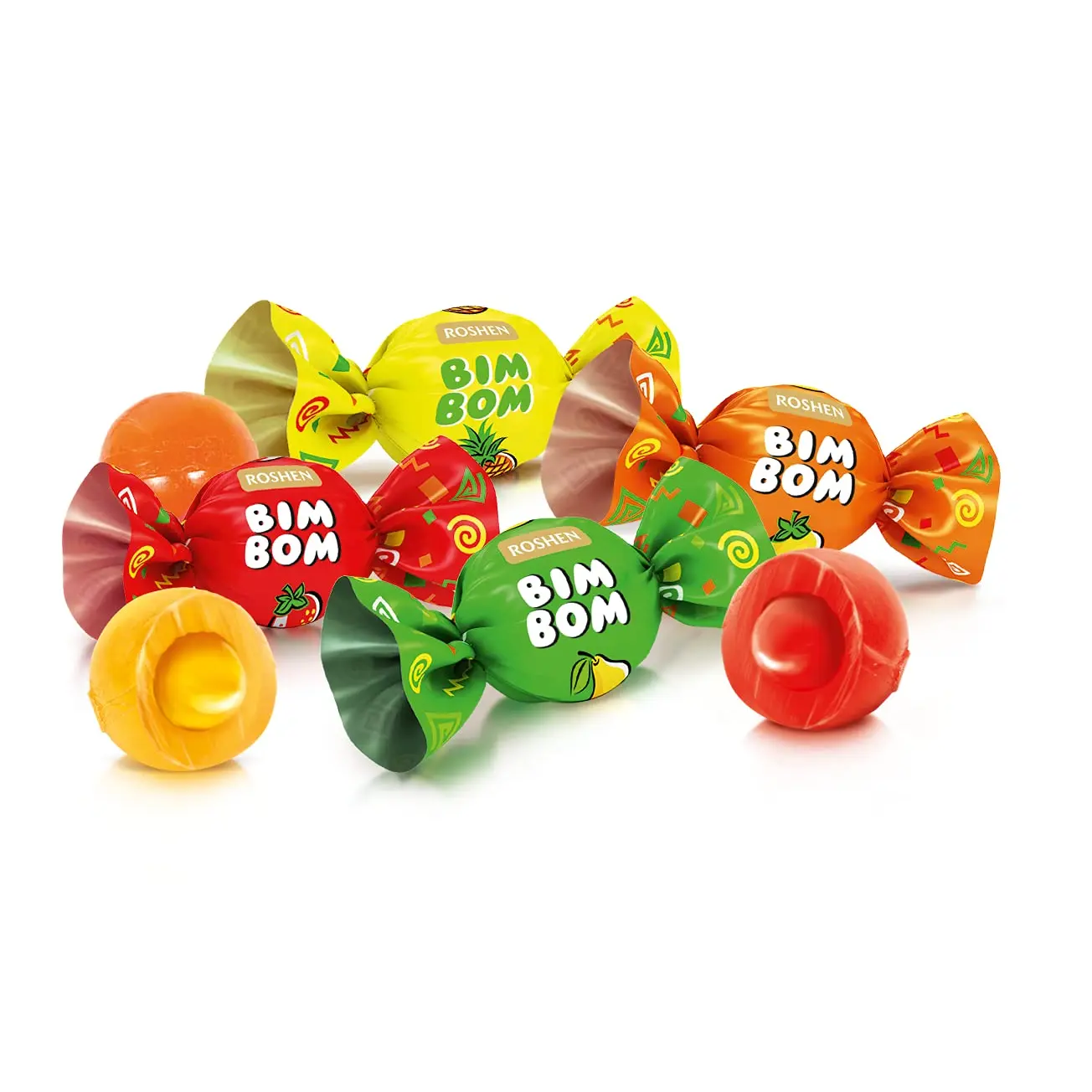 Roshen Bim Bom Hard Candy with Fruit Flavor Filling Kosher and Halal, Delicious, Flavorful Hard Sweets Bulk Candy 1kg/2.2lbs