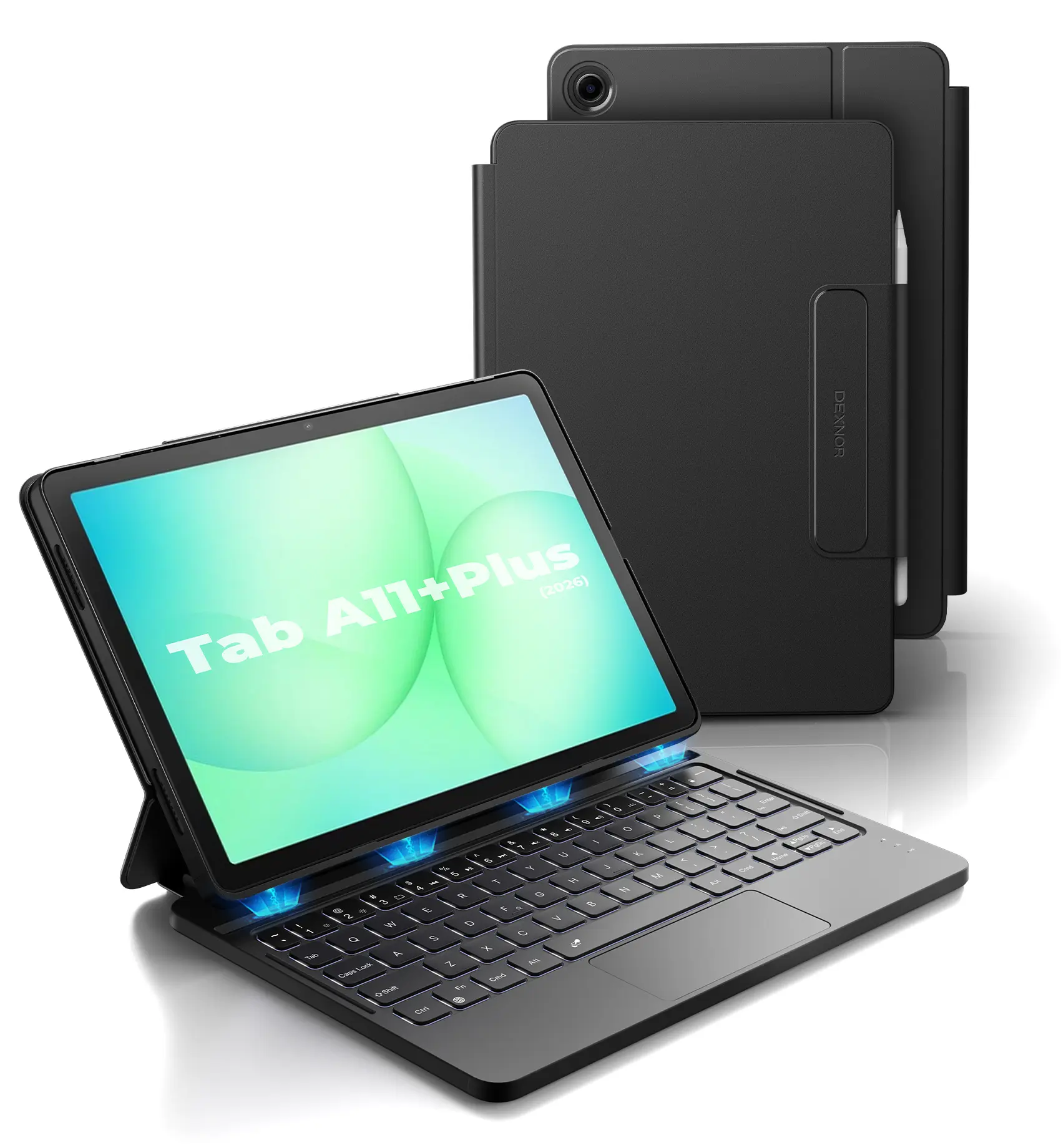 Dexnor for Samsung Galaxy Tab A11+ Plus Case with Keyboard, Ultra-Light Magnetic Folio Keyboard Cover with Multi-Touch Trackpad Backlit Stylus Holder for 11" Galaxy Tab A11+ Plus (2025)[ONLY KEYBOARD, NO Tablet Included]