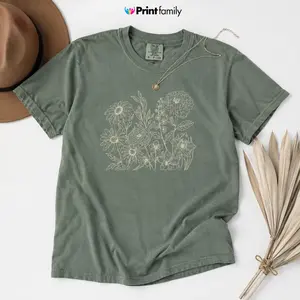 Comfort Colors Vintage Pressed Flowers Shirt, Boho Cottagecore Shirt, Botanical Floral Tee Wildflowers Shirt Gift for Gardener Floral Shirt - Printfamily
