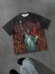 Men's T-Shirt Short Sleeve Casual Daily Wear College Style Digital Print New York Gothic Letter Graphic Tee Perfect for Outdoor Activities, Halloween