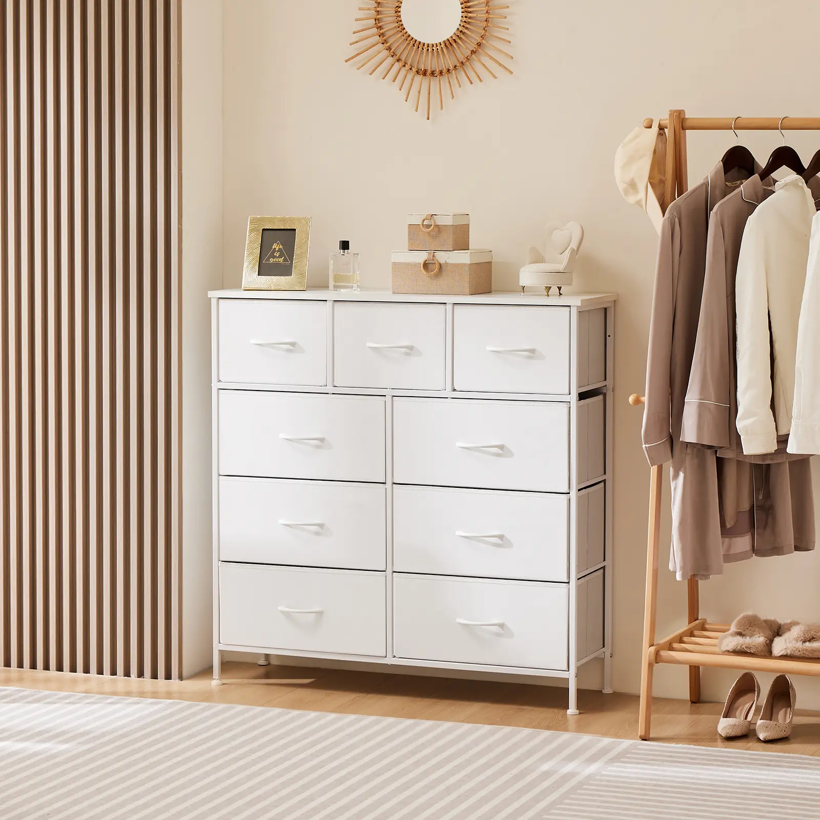 【New Color】Cupboards Cabinets Dresser - with 9 Drawers, Bedroom  Organizer, Steel Frame and Wood Top for Bedroom, Closet, Entryway,dorm essentials,home decor