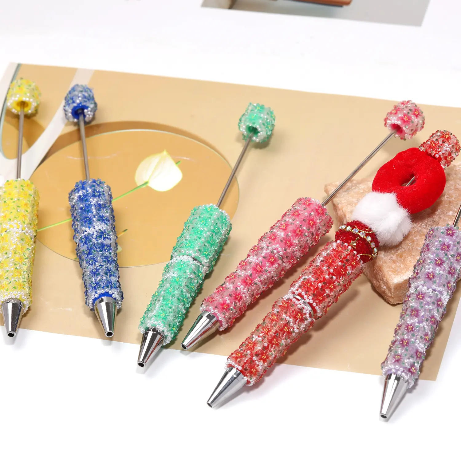 【P182】5 Pcs  DIY Beadable Pens new flower style