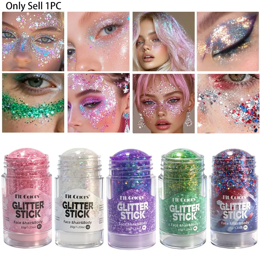 Fine Glitter High Light Glitter Powder Stick, Dual Use for Body and Face, Essential for Festival Carnival Parties, Shimmering Body Makeup, Sparkle Makeup, Glow