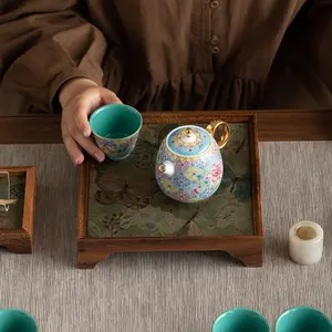 Home Bathroom Organizer Storage Tray for Toiletries with Mirror Surface Rectangular Wooden Bath Rack for Laundry Room and Kitchen