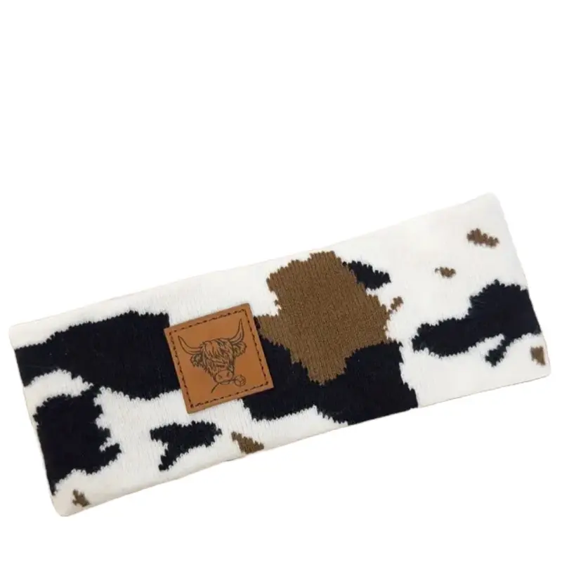 Cow Print Headband - Black and White Design with Cow Illustration, Soft Fabric, Comfortable Fit