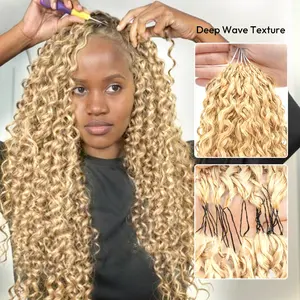 Asteria Hair #613 Deep Wave Feather Crochet Human Hair For Braids Easy Install Pre Separated 50g/Pack Natural Black Color And Free Crochet Hook