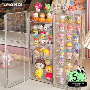 Transparent Cute Bead Storage Box Desktop Multi Layer Dustproof Action Figure Blind Box Display Shelf Small Ornament Organizer