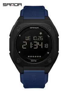 SANDA 6303 Outdoor Sports Fashion Electronic Watches for Man Calendar Luminous Waterproof Silicone Strap Men Sportive Digital Wrsitwatch,Fashionable Waterproof Watch with Luminous & Alarm & Calendar Function,with Box,Sporty Waterproof Watch