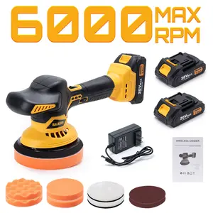BALKONI 20V Cordless Buffer Polisher Kit - 6 Variable Speed, 2×1500mAh Batteries | Cordless Car Polisher For Detailing, Waxing, Polishing, Scratch Removing & Bathroom Cleaning