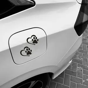 2PCS/SET Cute Pet Heart Paw Print Car Sticker, Decal, Universal Car Sticker, for Car Body, Motorcycle, Notebook, Add Cute Pet Warm Style Logo, Personalized Cute Pet Style Decoration, Car Decals