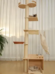 5-Tier Adjustable Cat Tree Tower – Hemp Scratching Post, Perches, Sturdy Indoor/Outdoor Activity Center