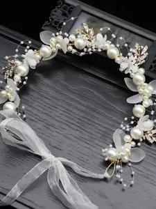 Bride Headpiece Pearl Rhinestone Hair Comb, Handmade European Style Crystal Hair Accessory, Wedding Dress Decoration Jewelry, Tiara