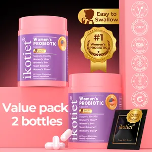 IKOTIET Women's Probiotics - 60 capsules (1 box) + 1 trial pack - Prebiotic and probiotic capsules to maintain a healthy pH balance and eliminate odor. flo  vitamins