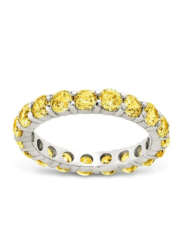 Sterling Silver Gracie Canary CZ Eternity Ring