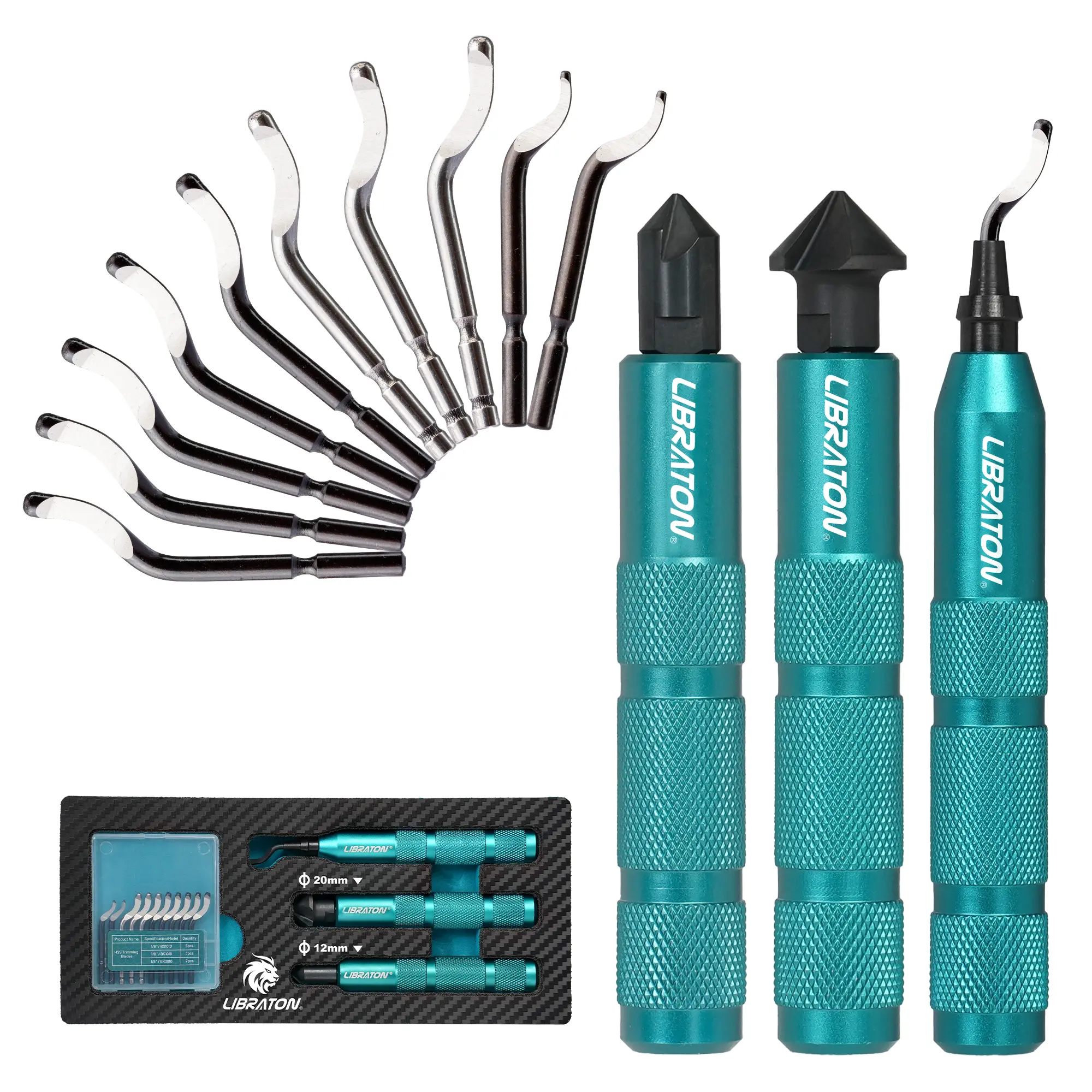 LIBRATON Deburring Tool, Countersink Hand Reamers, with 10 HSS Blades, 360 Degree Swivel Deburring Tool for Metal, Resin, PVC, Copper, Plastic, Wood, Deburring Tool 3d Printing, Chamfering Reamer Tool