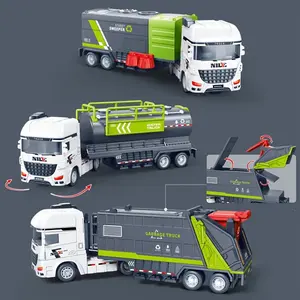 Large Inertial Sanitation Truck Toy Garbage Truck Sweeper Cleaning Truck Water Sprinkler Truck Children's Boys Toy Car Simulation Model