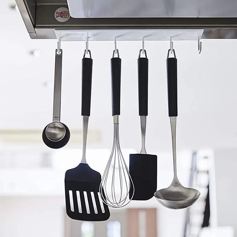 Metal Magnetic Hook Shelf, Wall-Mounted Multi-Functional Kitchen Organizer, No Drilling Required, Durable & Space-Saving Design