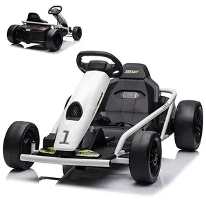 GARVEE 24V Electric Kart with 2 x 300W Motors, Big Drift Karts Featuring Slow Start, Seat Belt for Double Safety, Smooth S-Drift Capability, Musical Horns, Max Load 180lbs, Ideal Race Car for Ages 8-12