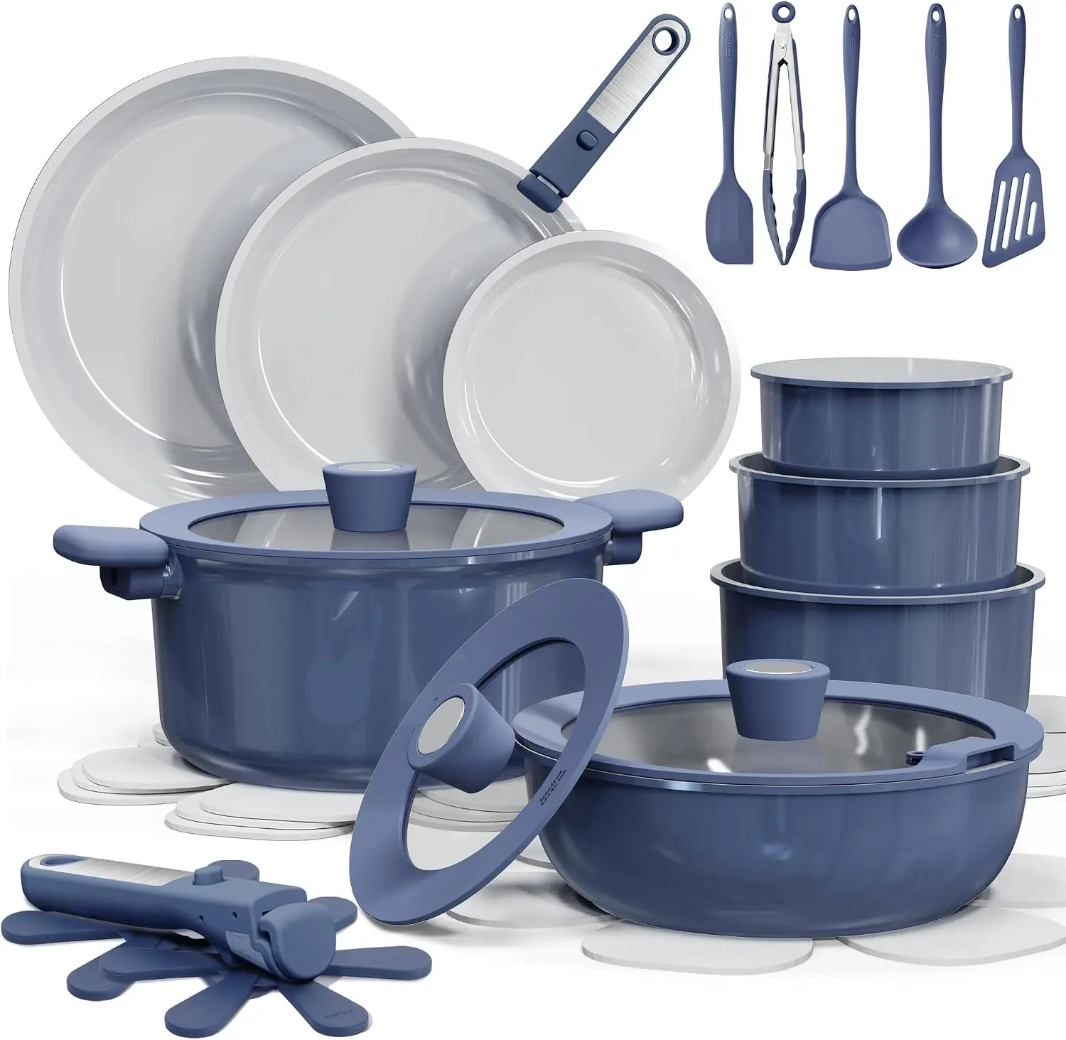 CAROTE 27-Piece Nonstick Cookware Set - Detachable Handles, Induction Compatible, Dishwasher & Oven Safe, with Included Kitchen Utensils