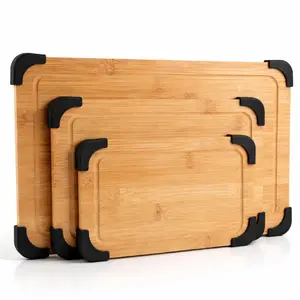 COOK WITH COLOR Non-Slip Cutting Board Set – Kitchen Essentials with Easy Grip Handle for Meat, Veggies, and Fruits