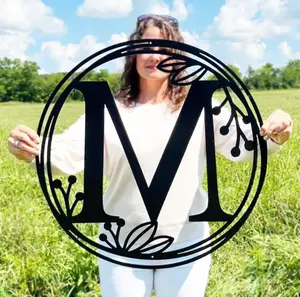 RapidArc Designs - Metal Wreath Monogram Letter Sign