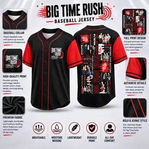 Big Time Rush Baseball Jersey Vintage Retro Music Fan Gift Shirt Trendy Nostalgia Streetwear Clothes