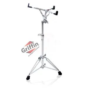 Extended Height Snare Drum Stand by GRIFFIN | Tall Adjustable Height Snare Stand For Practice Pad | Concert Stand Up Drum Mount Holder With Basket Clamp | Double Braced Percussion Chrome Drum Hardware