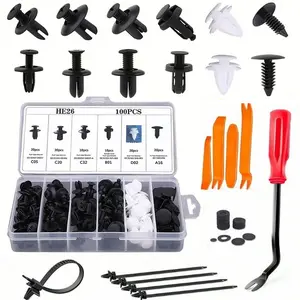 130 pieces of automotive fastener clip fastener set, equipped with 6 different types of universal plastic buckles, suitable for automotive door trims, bumper fastener kits, and automotive panel clips
