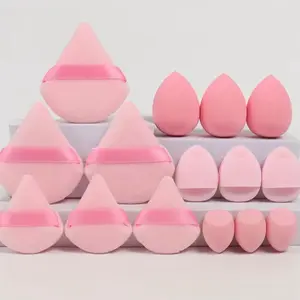 Makeup Sponge Set of 21 Non-latex Super Soft Material 5 Loose Powder Tassels 3 Mini Tassels 1 Large Sponge 3 Medium 3 Mini 4 Air Cushion Sponges 2 Eyebrow Brushes for Sensitive Skin